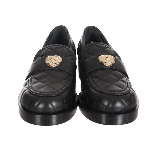 Chanel Quilted Lambskin CC Heart Loafers - Picture 1 of 5